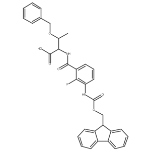 (2R,3S)-3-(benzyloxy)-2-{[3-({[(9H-fluoren-9-yl)methoxy]carbonyl}amino)-2-fluorophenyl]formamido}butanoic acid结构式