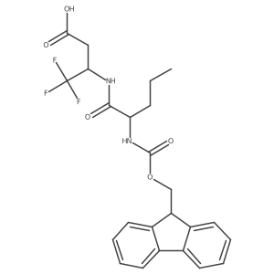 3-[(2R)-2-({[(9H-fluoren-9-yl)methoxy]carbonyl}amino)pentanamido]-4,4,4-trifluorobutanoic acid结构式