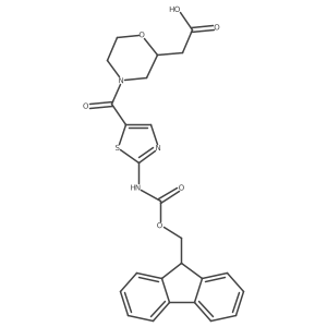 2-{4-[2-({[(9H-fluoren-9-yl)methoxy]carbonyl}amino)-1,3-thiazole-5-carbonyl]morpholin-2-yl}acetic acid结构式