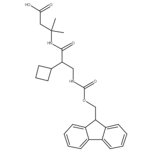 3-[2-cyclobutyl-3-({[(9H-fluoren-9-yl)methoxy]carbonyl}amino)propanamido]-3-methylbutanoic acid结构式