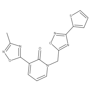 3-(3-methyl-1,2,4-oxadiazol-5-yl)-1-((3-(thiophen-2-yl)-1,2,4-oxadiazol-5-yl)methyl)pyridin-2(1H)-one结构式