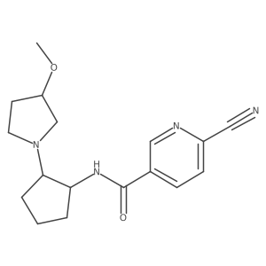 6-Cyano-N-[(1R,2S)-2-(3-methoxypyrrolidin-1-yl)cyclopentyl]pyridine-3-carboxamide结构式