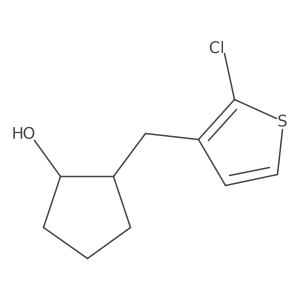 rac-(1R,2S)-2-[(2-chlorothiophen-3-yl)methyl]cyclopentan-1-ol结构式