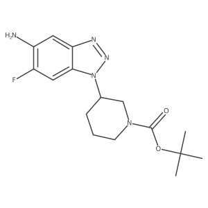 tert-butyl 3-(5-amino-6-fluoro-1H-1,2,3-benzotriazol-1-yl)piperidine-1-carboxylate结构式