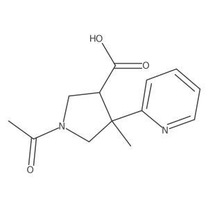 rac-(3R,4R)-1-acetyl-4-methyl-4-(pyridin-2-yl)pyrrolidine-3-carboxylic acid Structure