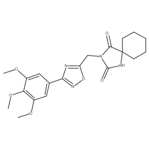 3-{[3-(3,4,5-Trimethoxyphenyl)-1,2,4-oxadiazol-5-yl]methyl}-1,3-diazaspiro[4.5]decane-2,4-dione结构式