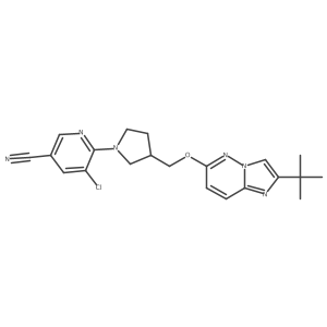 6-{3-[({2-Tert-butylimidazo[1,2-b]pyridazin-6-yl}oxy)methyl]pyrrolidin-1-yl}-5-chloropyridine-3-carbonitrile结构式