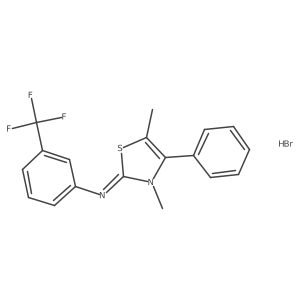 (Z)-N-(3,5-dimethyl-4-phenylthiazol-2(3H)-ylidene)-3-(trifluoromethyl)aniline hydrobromide结构式
