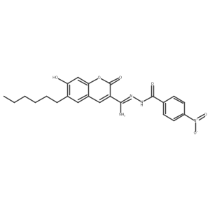 N'-[(Z)-amino(6-hexyl-7-hydroxy-2-oxo-2H-chromen-3-yl)methylidene]-4-nitrobenzohydrazide结构式