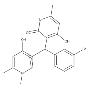3,3'-[(3-bromophenyl)methanediyl]bis(4-hydroxy-1,6-dimethylpyridin-2(1H)-one)结构式