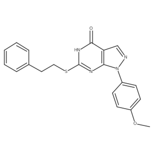 1-(4-methoxyphenyl)-6-(phenethylthio)-1H-pyrazolo[3,4-d]pyrimidin-4-ol结构式