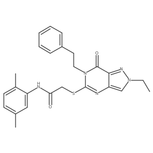 N-(2,5-dimethylphenyl)-2-((2-ethyl-7-oxo-6-phenethyl-6,7-dihydro-2H-pyrazolo[4,3-d]pyrimidin-5-yl)thio)acetamide结构式