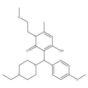 3-((4-ethylpiperazin-1-yl)(4-(methylthio)phenyl)methyl)-4-hydroxy-1-(2-methoxyethyl)-6-methylpyridin-2(1H)-one结构式