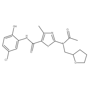 2-[acetyl(tetrahydrofuran-2-ylmethyl)amino]-N-(5-chloro-2-hydroxyphenyl)-4-methyl-1,3-thiazole-5-carboxamide结构式