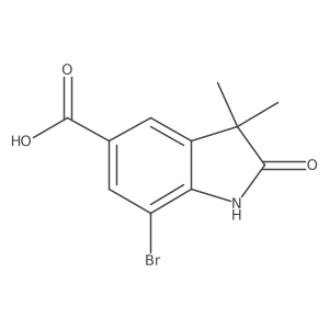 7-Bromo-3,3-dimethyl-2-oxoindoline-5-carboxylic acid结构式