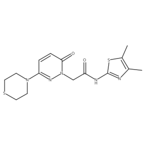 N-[(2Z)-4,5-dimethyl-1,3-thiazol-2(3H)-ylidene]-2-[6-oxo-3-(thiomorpholin-4-yl)pyridazin-1(6H)-yl]acetamide结构式