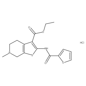 Ethyl 2-(furan-2-carboxamido)-6-methyl-4,5,6,7-tetrahydrothieno[2,3-c]pyridine-3-carboxylate hydrochloride结构式