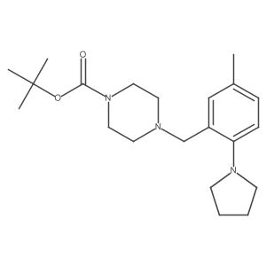 Tert-butyl 4-[[5-methyl-2-(pyrrolidin-1-yl)phenyl]methyl]piperazine-1-carboxylate Structure