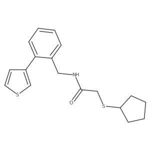 2-(cyclopentylthio)-N-(2-(thiophen-3-yl)benzyl)acetamide Structure