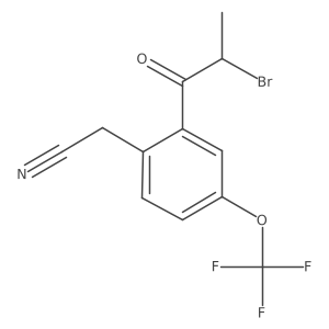 CC(Br)C(=O)c1cc(OC(F)(F)F)ccc1CC#N结构式