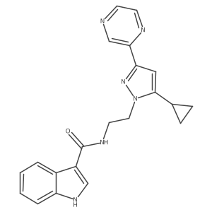N-(2-(5-cyclopropyl-3-(pyrazin-2-yl)-1H-pyrazol-1-yl)ethyl)-1H-indole-3-carboxamide结构式