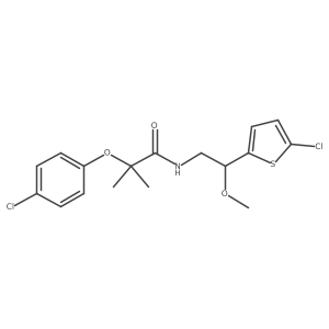 2-(4-chlorophenoxy)-N-[2-(5-chlorothiophen-2-yl)-2-methoxyethyl]-2-methylpropanamide结构式