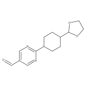 2-[4-(1,3-Dioxolan-2-yl)piperidin-1-yl]pyrimidine-5-carbaldehyde结构式