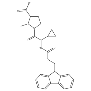 1-[2-cyclopropyl-2-({[(9H-fluoren-9-yl)methoxy]carbonyl}amino)acetyl]-2-methylpyrrolidine-3-carboxylic acid Structure