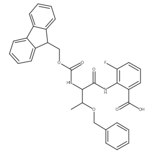 2-[3-(benzyloxy)-2-({[(9H-fluoren-9-yl)methoxy]carbonyl}amino)butanamido]-3-fluorobenzoic acid结构式
