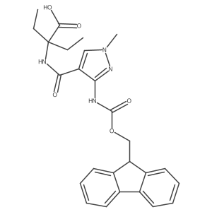 2-ethyl-2-{[3-({[(9H-fluoren-9-yl)methoxy]carbonyl}amino)-1-methyl-1H-pyrazol-4-yl]formamido}butanoic acid Structure