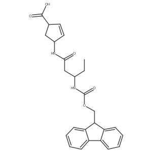 4-[3-({[(9H-fluoren-9-yl)methoxy]carbonyl}amino)pentanamido]cyclopent-2-ene-1-carboxylic acid结构式