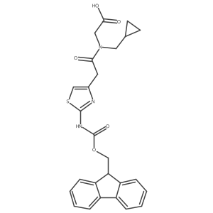 2-[N-(cyclopropylmethyl)-2-[2-({[(9H-fluoren-9-yl)methoxy]carbonyl}amino)-1,3-thiazol-4-yl]acetamido]acetic acid结构式