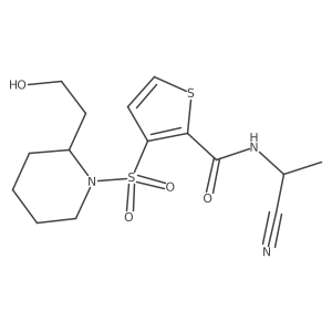 N-(1-Cyanoethyl)-3-[2-(2-hydroxyethyl)piperidin-1-yl]sulfonylthiophene-2-carboxamide结构式