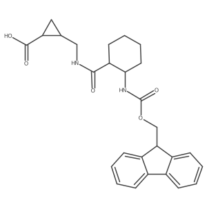rac-(1R,2S)-2-({[2-({[(9H-fluoren-9-yl)methoxy]carbonyl}amino)cyclohexyl]formamido}methyl)cyclopropane-1-carboxylic acid Structure