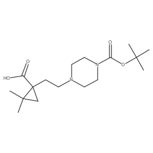 1-(2-{4-[(Tert-butoxy)carbonyl]piperazin-1-yl}ethyl)-2,2-dimethylcyclopropane-1-carboxylic acid结构式