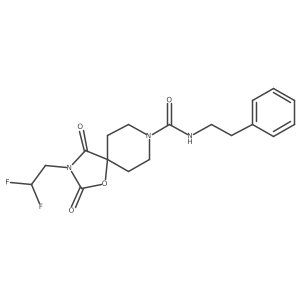 3-(2,2-difluoroethyl)-2,4-dioxo-N-(2-phenylethyl)-1-oxa-3,8-diazaspiro[4.5]decane-8-carboxamide结构式
