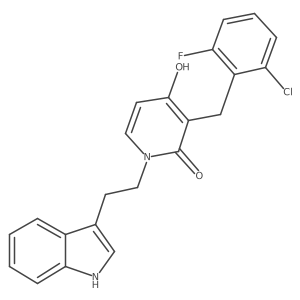 3-(2-chloro-6-fluorobenzyl)-4-hydroxy-1-[2-(1H-indol-3-yl)ethyl]-2(1H)-pyridinone结构式