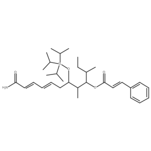 (3S,4R,5R,6S,8E,10E)a11aCarbamoyla3,5adimethyla6a{[tris(propana2ayl)silyl]oxy}undecaa8,10adiena4ayl (2E)a3aphenylpropa2aenoate Structure