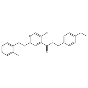 5-chloro-2-[(2-fluorobenzyl)sulfanyl]-N-(4-methoxybenzyl)pyrimidine-4-carboxamide Structure