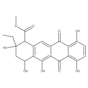 rel-Methyl (1R,2R,4S)-2-ethyl-1,2,3,4,6,11-hexahydro-2,4,5,7,10-pentahydroxy-6,11-dioxo-1-naphthacenecarboxylate结构式