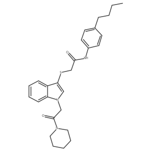 N-(4-butylphenyl)-2-((1-(2-oxo-2-(piperidin-1-yl)ethyl)-1H-indol-3-yl)thio)acetamide Structure
