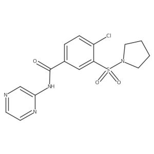 4-chloro-N-(pyrazin-2-yl)-3-(pyrrolidin-1-ylsulfonyl)benzamide结构式