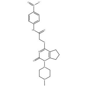 2-((1-(4-methylpiperazin-1-yl)-2-oxo-2,5,6,7-tetrahydro-1H-cyclopenta[d]pyrimidin-4-yl)thio)-N-(4-nitrophenyl)acetamide结构式