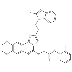 2-({8,9-dimethoxy-2-[2-(2-methyl-1H-1,3-benzodiazol-1-yl)ethyl]-[1,2,4]triazolo[1,5-c]quinazolin-5-yl}sulfanyl)-N-(2-methylphenyl)acetamide Structure