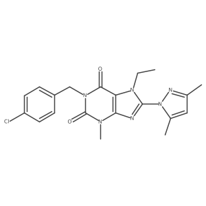 1-(4-chlorobenzyl)-8-(3,5-dimethyl-1H-pyrazol-1-yl)-7-ethyl-3-methyl-1H-purine-2,6(3H,7H)-dione结构式