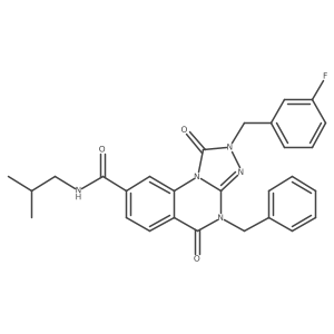 CC(C)CNC(=O)c1ccc2c(=O)n(Cc3ccccc3)c3nn(Cc4cccc(F)c4)c(=O)n3c2c1结构式