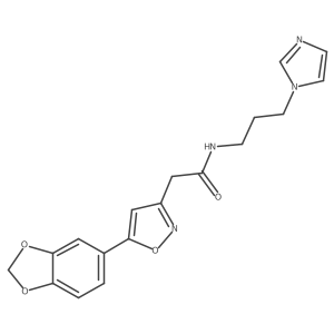 N-(3-(1H-imidazol-1-yl)propyl)-2-(5-(benzo[d][1,3]dioxol-5-yl)isoxazol-3-yl)acetamide结构式
