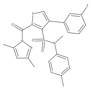 2-[(3,5-dimethyl-1H-pyrazol-1-yl)carbonyl]-4-(3-fluorophenyl)-N-methyl-N-(4-methylphenyl)thiophene-3-sulfonamide Structure