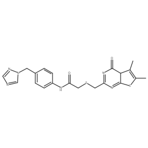 2-[(5,6-dimethyl-4-oxo-4aH-thieno[2,3-d]pyrimidin-2-yl)methylsulfanyl]-N-[4-(1,2,4-triazol-1-ylmethyl)phenyl]acetamide结构式