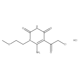 6-Amino-5-(2-chloroacetyl)-1-(2-methoxyethyl)-1,2,3,4-tetrahydropyrimidine-2,4-dione hydrochloride结构式